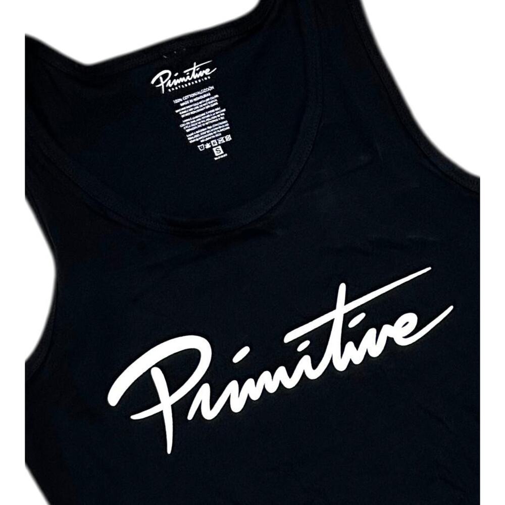 Primitive Skate Men's Tank Top Nuevo Script Logo Sleeveless Tee T-Shirt in Black - Picture 3 of 3